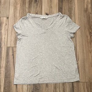 Gray V-Neck Women's Top